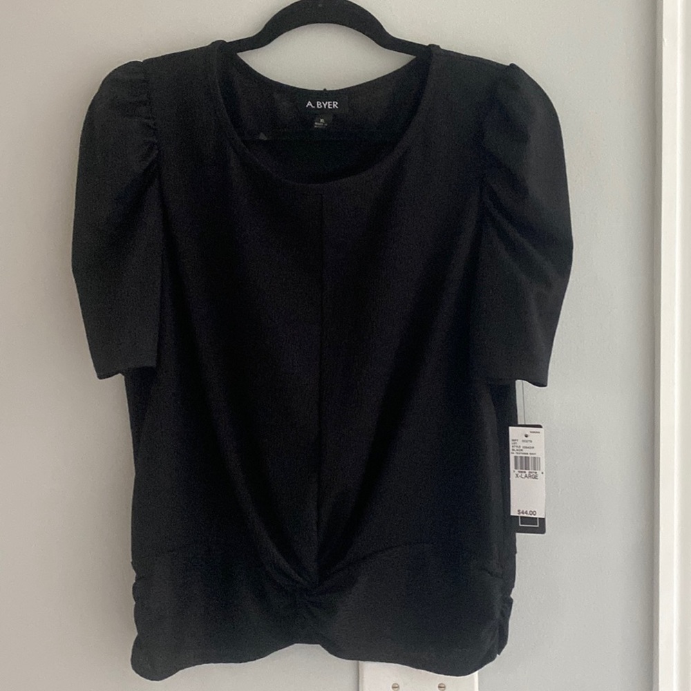 NWT A. Byer black twist knot shirt.  1064D1P 623363-P upc#710816237186